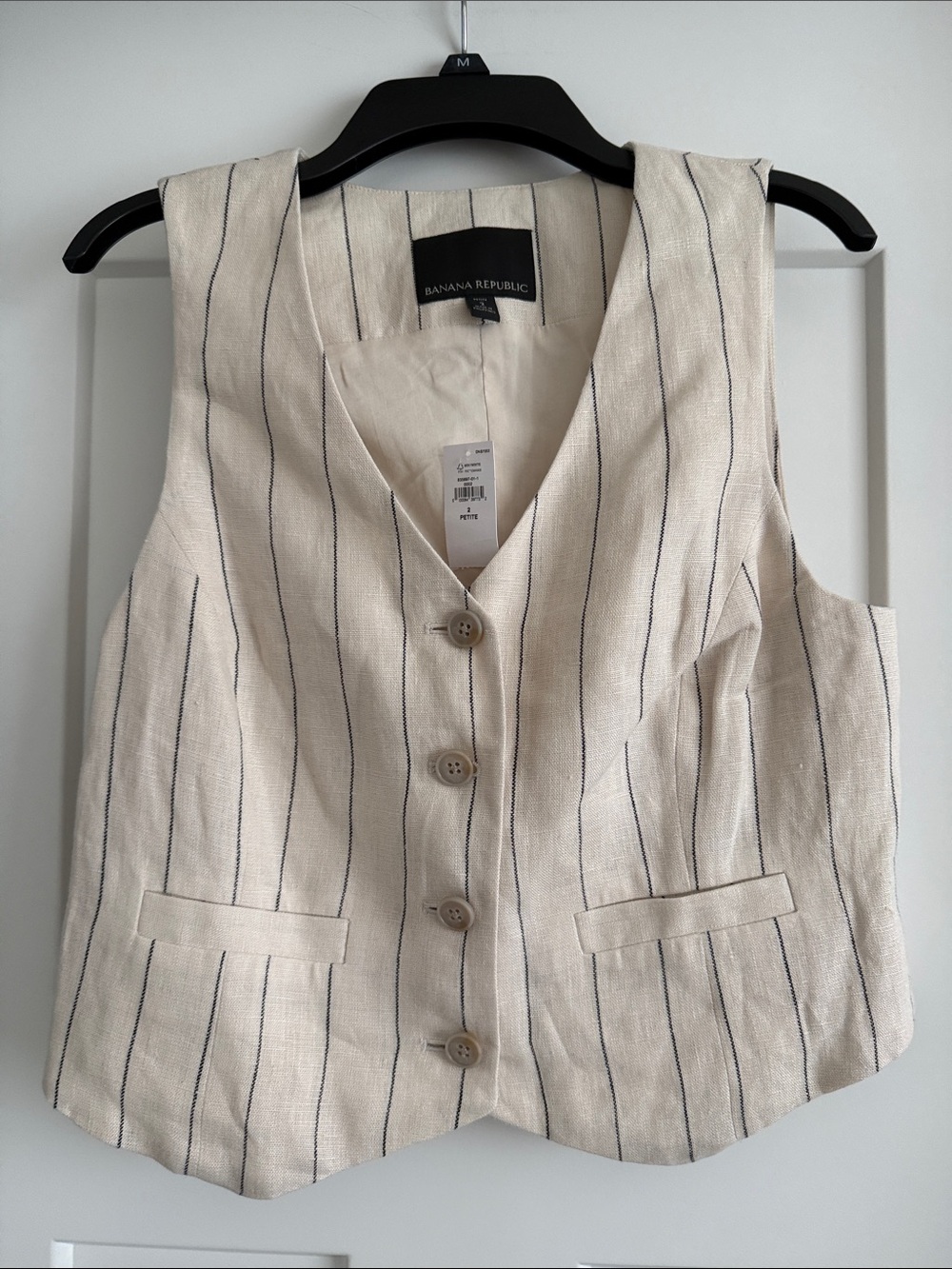 Banana republic striped linen crop vest